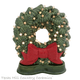 Ceramic Christmas wreath with red bow and clear lights for window sill or fireplace mantels 