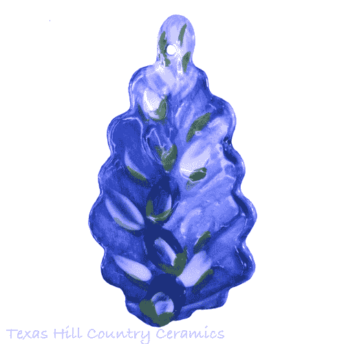 Handmade ceramic Bluebonnet Christmas tree ornament