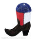 Ceramic Christmas tree ornament, western boot with Texas Flag colors.