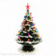 Let it Snow Ceramic Christmas Tree 11 1/2 Inch Tall with Snow Tipped Branches -  Made to Order