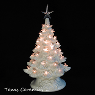 White Ceramic Christmas Tree with Clear Dove Bird Lights and Star 11 1/2 Inch Tall Tabletop Electric Lighted Tree