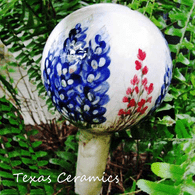 Ceramic Ball Watering Globe with Hand Painted Texas Bluebonnet Wildflowers