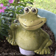 This large size green garden frog plant tender holds an ample amount of water to help keep plant soil moist without constant attention.