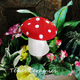 Use this red and white mushroom plant tender to manage soil moisture of container gardens.