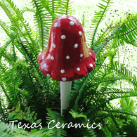 Giant Red and White Cap Mushroom Water Globe or Ceramic Water Ball for Potted House Plants or Patio Container Gardens