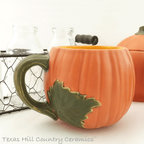 Pumpkin mug for fall or Halloween.