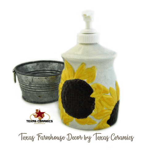 Keep soap, lotion or hand sanitizer handy with this sunflower dispenser.