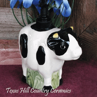 Cow Soap Dispenser in Black and White for County Bath Vanity or Farmhouse Kitchen Counter Decor Made in the USA