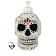 Day of the Dead skull soap dispenser with white pump unit.