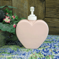 Light pink heart soap dispenser made in the USA.