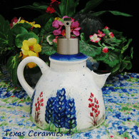 Kettle Style Soap Dispenser with Stainless Pump Hand Painted Bluebonnets