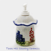 Ruffle Edge Liquid Soap Pump Dispenser Bottle with Texas Bluebonnet Wildflowers Made in the USA