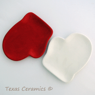 Holiday Mitten Plate Spoon Rest or Treat Tray in Bright Red or Milk Glass White 