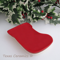 Holiday Stocking Plate, Treat Tray or Spoon Rest in Bright Red or Milk Glass White 