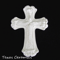 Antique White Cross With Mother of Pearl Iridescent Finish For Wall or Table Accent Weddings or Religious Celebrations