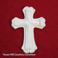 Cross for Walls, Tables, Desk - Ornate Style Antique White Ceramic Pottery