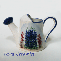 Water Can Ceramic Pottery with Hand Painted Texas Bluebonnet Wildflowers 