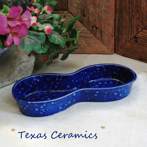 Dark blue ceramic eyeglass tray for personal eyeware