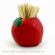 Apple Toothpick Holder in Ruby Red for Country Farm Style Kitchens or Dining Table by Texas Ceramics