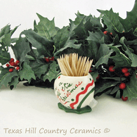 Christmas Ornament Toothpick Holder Holiday Decor for Kitchen Table by Texas Ceramics