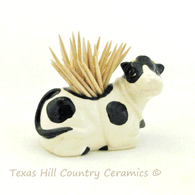 Cow Toothpick Holder Black and White Holstein Farm Country Kitchen Decor by Texas Ceramics