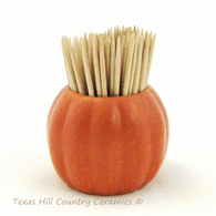 Pumpkin Toothpick Holder Autumn Fall Kitchen or Dining Decor by Texas Ceramics