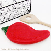 Red chili pepper spoon rest southwest kitchen decor made in the USA.