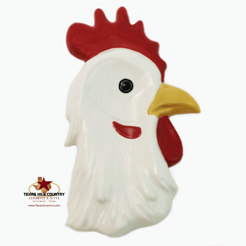 White ceramic rooster spoon rest made in the USA