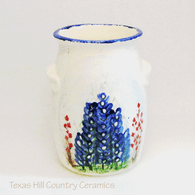 Pottery Style Kitchen Cooking Utensil Tool Holder or Organizer with Hand Painted Texas Bluebonnets - Made to Order