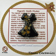 Little black dress magnetic needle minder for cross stitch, hand stitching or embroidery needle work, made in the USA.