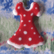  Red dress with white dots magnetic needle minder for cross stitch, hand stitching or embroidery needle work, made in the USA.