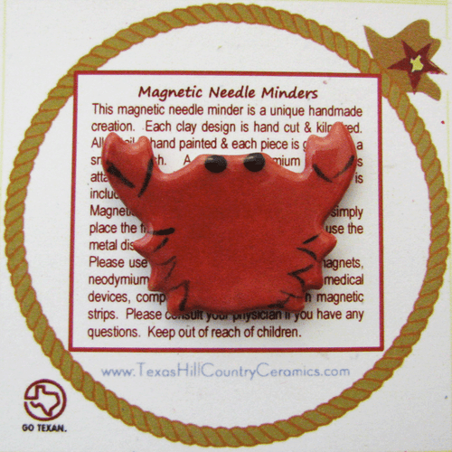Coral red crab magnetic needle minder hand made in the USA.