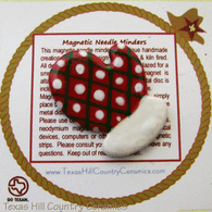 Red mitten magnetic needle minder made in the USA