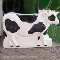 Black and white Holstein cow napkin holder, Farmhouse decor.