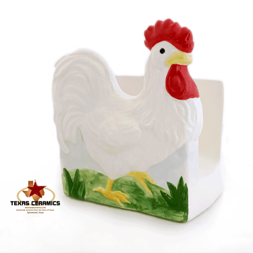 White chicken napkin holder perfect for adding a little Texas Farmhouse charm to your kitchen or dining area.