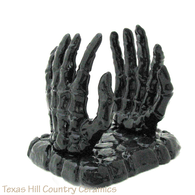 Skeleton Bone Hands on Rock Base Ceramic Napkin Holder or Letter Holder or Mail Rack