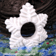 Snowflake Napkin Ring Antique White Winter Holiday Table Decor Ceramic Pottery