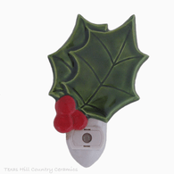 Green Holly with Red Berries Night Light with On/Off Switch