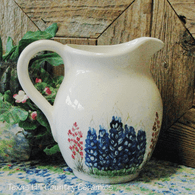 Old Fashioned Buttermilk Pitcher with Handpainted Texas Bluebonnets