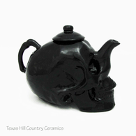 Black Skull Teapot Handmade Ceramic Earthenware for Hot or Cold Brews
