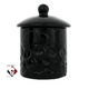 SkullSolid black skull canister with lid, ceramic pottery made in the USA canister and lid made in the USA