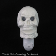 White Skull Night Light With Glowing Eye Sockets Halloween Decor