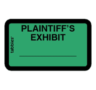 Tabbies Pre-Printed Plaintiff's Exhibit Labels - Green