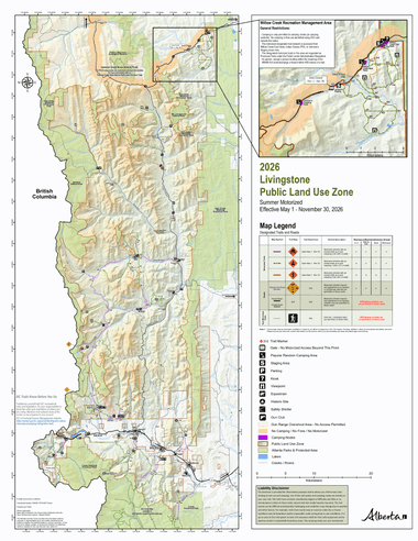 Alberta Livingstone PLUZ 2026 map by Alberta government 25" x 32", charge for printing only