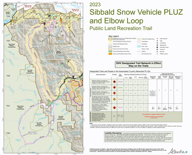 Alberta Sibbald Snow Vehicle and Elbow Loop Public Land Use Zone Map - 2023