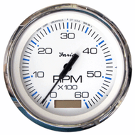 Faria Chesapeake White SS 4" Tachometer w/Hourmeter 6000 RPM (Gas)(Inboard)