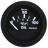 Faria Euro Black Gauge 2" Oil Pressure Gauge 100 PSI 12845 Boat