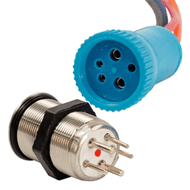 Bluewater 22mm Push Button Switch Offor (On) Momentary Contact Blue/Red LED