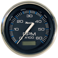 Faria Chesapeake Black Gauge 4" Tachometer Hourmeter 6000 RPM Gas Inboard Boat