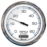 Faria Chesapeake Tachometer Gauge 5" Digital Hourmeter 6000RPM Gas-Inboard Boat